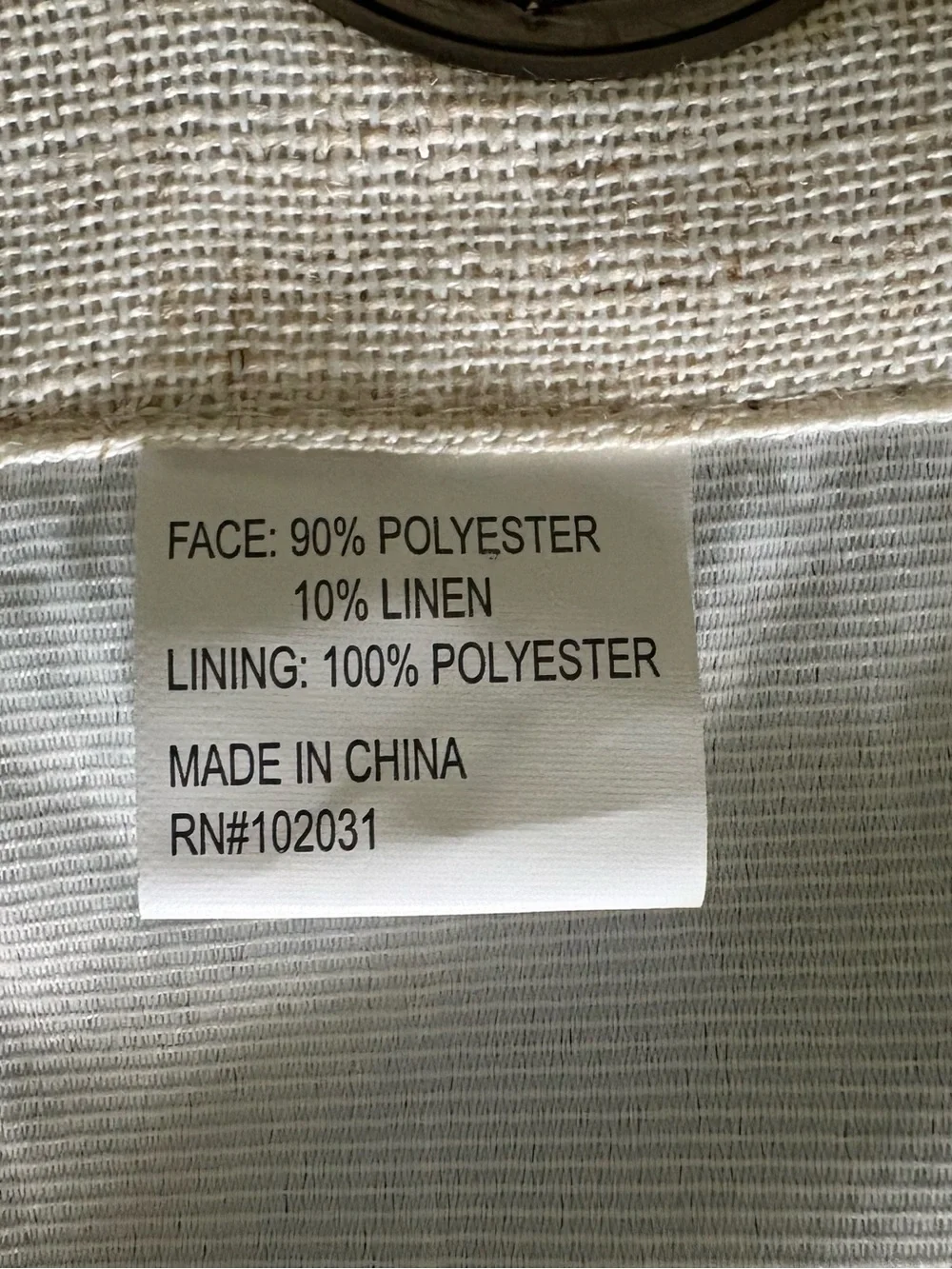 Pair of Tan & Cream Curtains w/ light blockout backing 48W by 83L.
